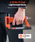 Pro Grade 20 Gauge Pneumatic Staple Gun Featuring A Slick Long Nose Built For 50 Series Fine Wire Staples 1/2 Crown And 1/4 To 5/8 Length Holds Up To 110 No Sweat Loading Quick Air Coupling Totally Sweet For Upholstery And Diy, lightweight body at 2.43 lbs.