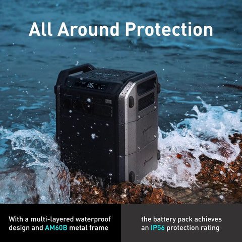 Cube 1000 Portable Power Station With 2200W AC Outlets And 1024Wh LiFePO4 Battery in waterproof environment