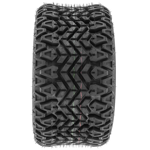 Front view of Set Of 2 20x108 ATV UTV Tires 4 Ply Heavy Duty Non Directional Tread Built For Quad Golf Cart Lawn Mower All Terrain Use