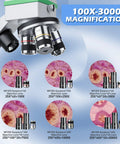 Professional Compound Microscope For Home Lab And School Use, 100X To 3000X High Power Biological Microscope lens and magnification levels