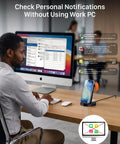 Office desk with monitor, phone, 3 In 1 Wireless Charging Station For iPhone Apple Watch And AirPods No Fuss All In One USB-C Dock