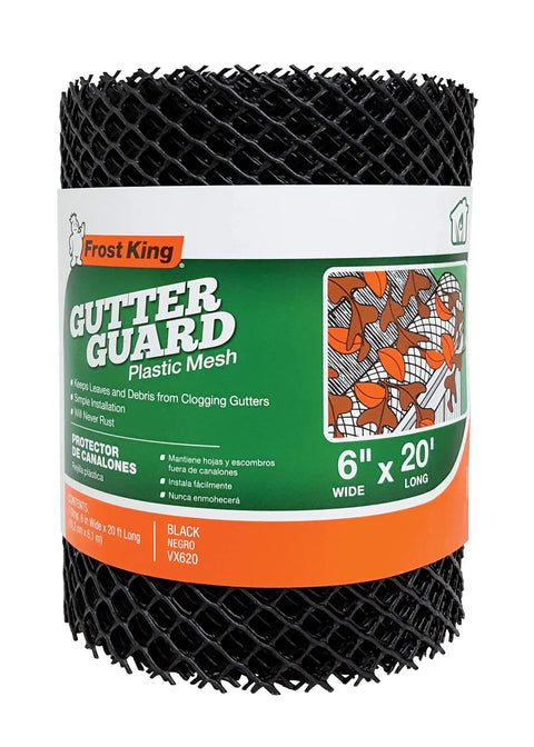 VX620 6 Inch By 20 Foot Plastic Gutter Guard Mesh Keeps Gutters Clog Free Leaves Debris Rustproof Easy To Cut To Length Unrolls For Quick Install In Minutes
