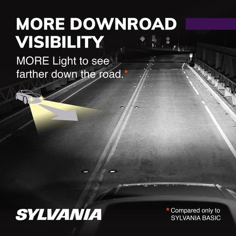 Road at night with enhanced visibility showcasing the effect of H7 XtraVision High Performance Halogen Headlight Bulbs Kit for clearer driving.