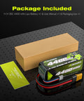 3S LiPo Battery 4400mAh 11.1V 35C With XT60 Connector for RC models, shown with packaging and manual on perforated surface
