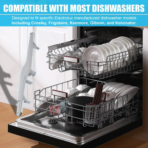 Lower Spray Arm Replacement for Dishwashers Fits 154568002 1545680 in open dishwasher with clean dishes visible