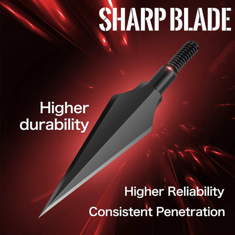 Close-up of 150 grain steel broadhead with sharp blade, part of Beefy 150 Grain Steel Broadheads For Compound Recurve Bow And Crossbow.