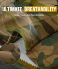 Camouflage polyester fabric highlighting breathability in Unisex Balaclava Face Mask And Neck Gaiter For Outdoor Adventures Full Head Wrap