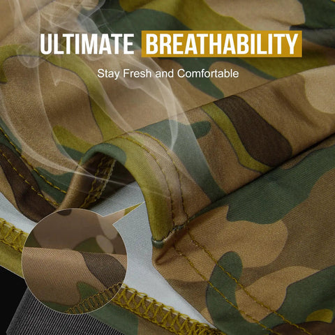 Camouflage polyester fabric highlighting breathability in Unisex Balaclava Face Mask And Neck Gaiter For Outdoor Adventures Full Head Wrap