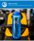 48 Oz Wide Mouth Silo Water Bottle BPA Free Durable Leak Proof Large Capacity for Hiking, blue bottle on exercise equipment