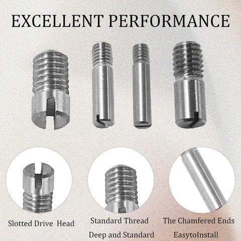 12Pcs M5 X 20mm Slotted Cylindrical Pin, 304 Stainless Steel External Thread Dowel Pin shown with slotted and chamfered ends