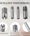 12 Pcs M3 X 6mm Slotted Cylindrical Pin 304 Stainless Steel External Thread Dowel Pin For DIY Furniture, Cabinets And Mechanical Projects Precision Locating Pin Rust Resistant, showing multiple views and features including standard thread, slotted head, and chamfered ends.