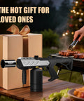 Powerful Propane Torch Gun With Adjustable Flame For Cooking And Welding Kitchen Torch Burner displayed beside a grill