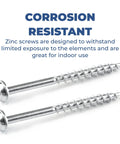 Zinc Pocket Hole Screws 2 Inch Coarse Thread Maxi Loc Head For Indoor Woodworking And Cabinetry 250 Count Pack For Softwood