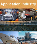 Diverse industrial applications including automotive, machinery, rail transport, shipping, and construction.