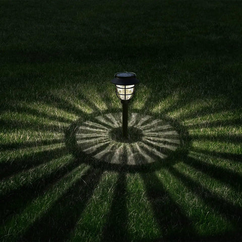 Bright Solar Pathway Lights Outdoor 10 Pack With Warm White LED Auto On Off Waterproof Garden Path Lights casting pattern