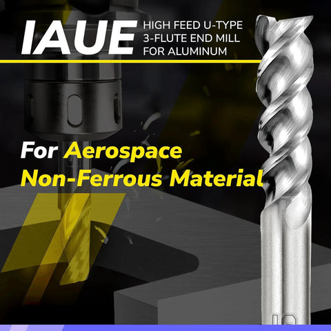 Image of Carbide Square End Mill 3 Flute High Feed U Type Design For Aluminum Milling One Eighth Inch Shank Five Piece Set.