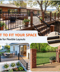 Top Shelf Aluminum Stair Railing Kit For Outdoor Decks And Porches 36x72 inch, rust proof, modern design, installed on stairs.