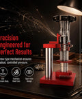 Pro Grade Screw Type Watch Press Tool With Gradual Pressure Control for crystal bezel replacement, 20cm red and stainless steel design.