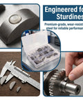 Solid 164 Piece Woodruff Keys Kit With Carbon Steel Half Moon Keys And 2 To 10 Mm Sizes Includes Tough Storage Box Great For Machining Auto Repair And Mechanical Jobs You Want Reliable Fit Every Time For All Your Shop Fixups And Heavy Duty Projects. carbon steel woodruff keys in storage box, 2 to 10 mm, for gear shaft fit