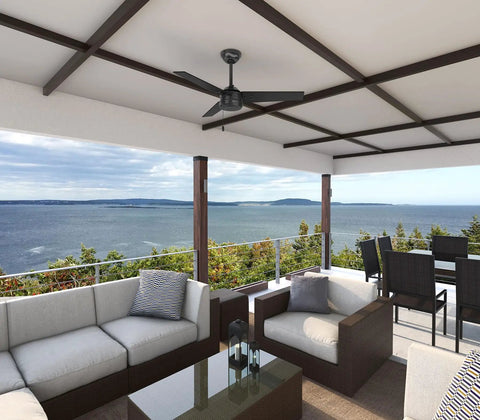 44 Inch Indoor Outdoor Ceiling Fan No Light Matte Black With Reversible Blades Damp Rated For Patio Porch Garage Living Room Pull Chain Standard Mount 3 Blades