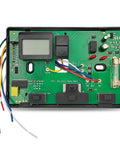 Back view of Digital Thermostat Replacement for Home Heating and Cooling, Wall Mounted T Stat showing wiring and circuit board