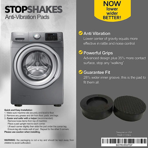 Anti Vibration Pads For Washer And Dryer Heavy Duty Rubber Floor Pad Set Max Grip Wider Design promotional image