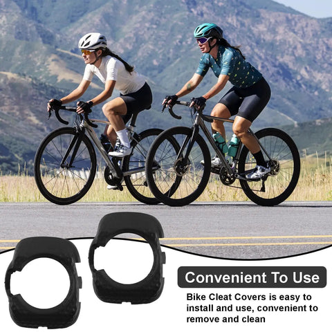 Pair Of Quick Release Anti Slip Pedal Cleats Cover For Wahoo SpeedPlay Zero Pedals Durable Plastic Guard with cyclists in background