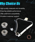 Workhorse Timing Chain Kit With Heavy Duty Sprocket Gears No Sweat Swap For L4 1.4L And 1.6L Engines components showing gears and chain.