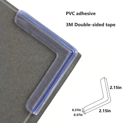Top Shelf Clear PVC Corner Guards 8 Pack L Shaped Protective Bumpers For Tables And Doors Transparent sharp edge guard with PVC adhesive.