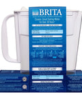 Side view of white Slim BPA Free Water Pitcher With Filter For Tap Water, 6 Cup Capacity, Space Saving Design packaging