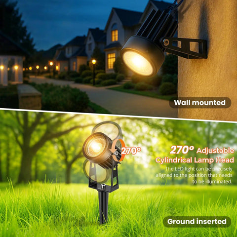 Plug And Play Low Voltage Landscape Lighting Kit With 8 X 3W LED Spotlights, 24V Smart Transformer, Wall and Ground Mounted