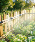360 Degree Drip Irrigation System Kit With 33 Feet Of One Quarter Inch Tubing And Five Adjustable Brass Nozzles in garden setup