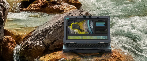 Rock Solid 14 Inch Rugged Laptop Featuring Full HD 1080p Display Intel Core I5 11Th Gen Processor 16GB RAM 512GB SSD on rocky terrain