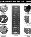 51 In 1 Bolt Size Finder And Thread Checker With 32 Metric And 32 SAE Gauges, 19 Drill Bit Check Holes, CNC Machined Aluminum Screw Size Chart