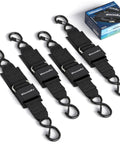 4 Pack Transom Tie Down Straps For Boat Trailer, 24 Inch Adjustable Tie Downs For PWC And Pontoon, black straps with box