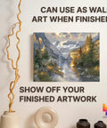 Do It Yourself Paint By Numbers Kit For Adults With Framed Canvas Beginner To Advanced Set Includes Acrylic Paints Brushes And Tabletop Easel Rocky Mountain Campsite 16x20 Frame Ready Artwork on wall