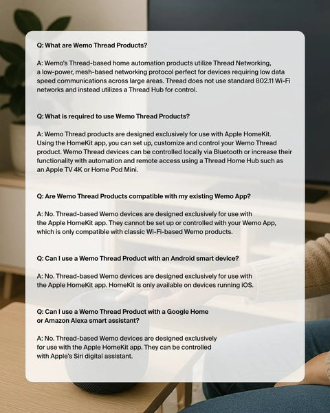 Smart Plug With Thread For HomeKit And Siri Control NFC Easy Setup Apple iPhone iPad Compatible Outlet information sheet displayed on a table.