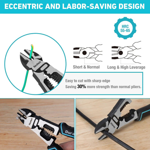 4 In 1 Diagonal Cutting Pliers 8 Inch Heavy Duty Wire Stripper And Cutter with Ergonomic Handle cutting wire
