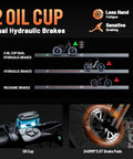 Diagram of 2 Oil Cup Dual Hydraulic Brakes for Adult Electric 26 Inch Fat Tire Mountain Bike, showcasing braking systems.