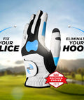 Grip Alignment Training Golf Glove With Non Slip Silicone Palm For A Lockdown Swing, Visual Indicators And Knuckle Cues