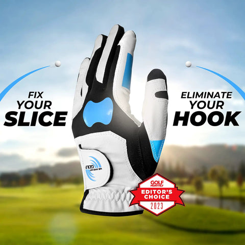Grip Alignment Training Golf Glove With Non Slip Silicone Palm For A Lockdown Swing, Visual Indicators And Knuckle Cues