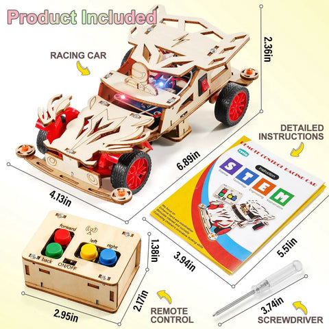 Hands On Remote Control Car Building Kit For Kids 8 Through 12 Cool Stem Toys For Boys And Girls Wood 3D Puzzles And Science Craft Projects