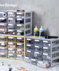 Big 12 Drawer Clear Stackable Cabinet for Hardware Beads Plastic Bricks and Craft Storage With Adjustable Dividers See Through Compartments Quick Labeling Made in Korea Gray