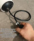 Compact Portable Inflatable Pipe Plug For Quick Leak Sealing In PVC Drainage Lines 16.5 By 20.5 Inches in use