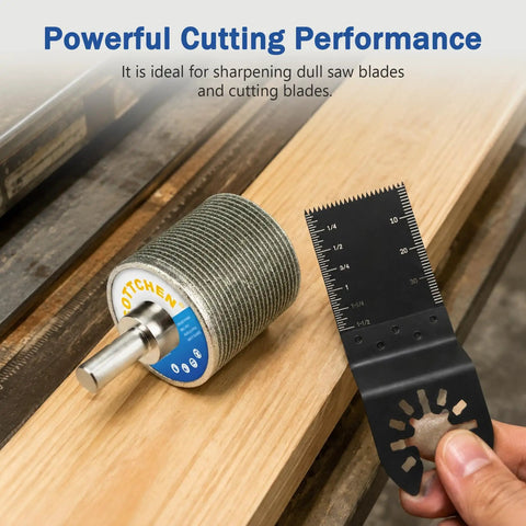 Knockout Diamond Oscillating Multi Tool Blade Sharpener For Hand Drills Frameless Build to restore dull saws on wooden surface.