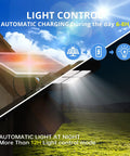 Solar Street Light 300W Outdoor Flood Light With 30000LM LED, Dusk to Dawn Solar Powered showing day and night modes.