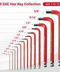 Jumbo 13-Piece SAE Hex Key Set With Extra Long Ball End Wrenches Heavy Duty CR-V Steel L Keys From 1 16th To 5 8th Inch