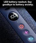 Close-up of Roar 3 Bass-Boosted Portable Bluetooth Speaker With 20W Thumpin Bass, showing LED battery indicator and control buttons.