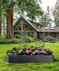 Tall 8x4x1.5 Ft Metal Raised Garden Bed Kit With Galvanized Steel Planter Boxes For Vegetables Flowers And Herbs outdoors