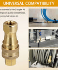 Brass Quick Disconnect Coupler Valve For Carpet Extractors And Wands, One Quarter Inch NPT Quick Connector, Leakproof Fit
